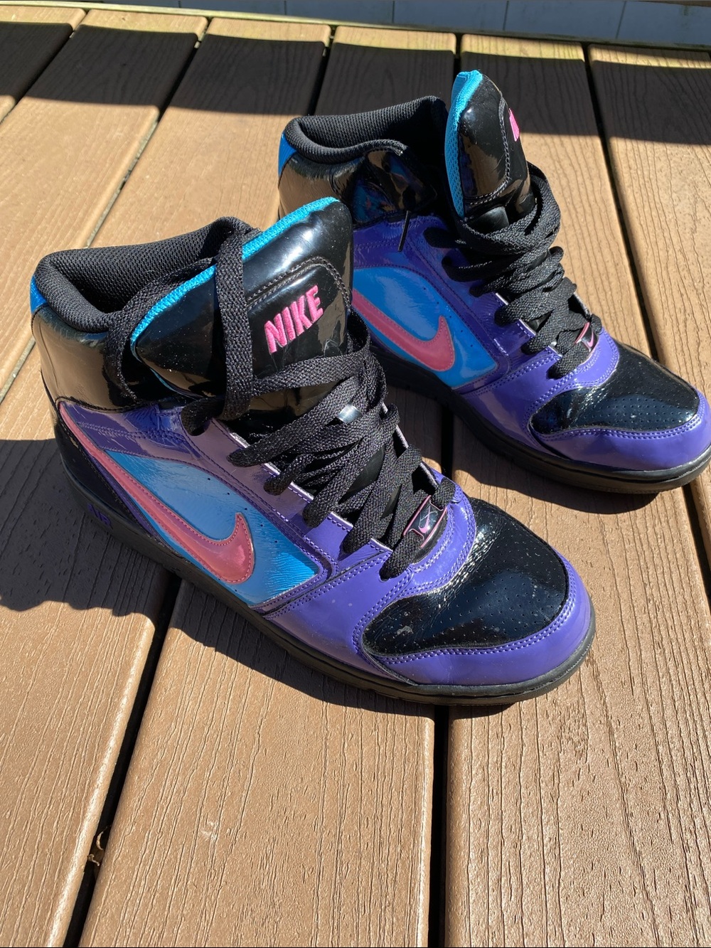 Nike High-Top Sneakers in Purple, Blue & Pink